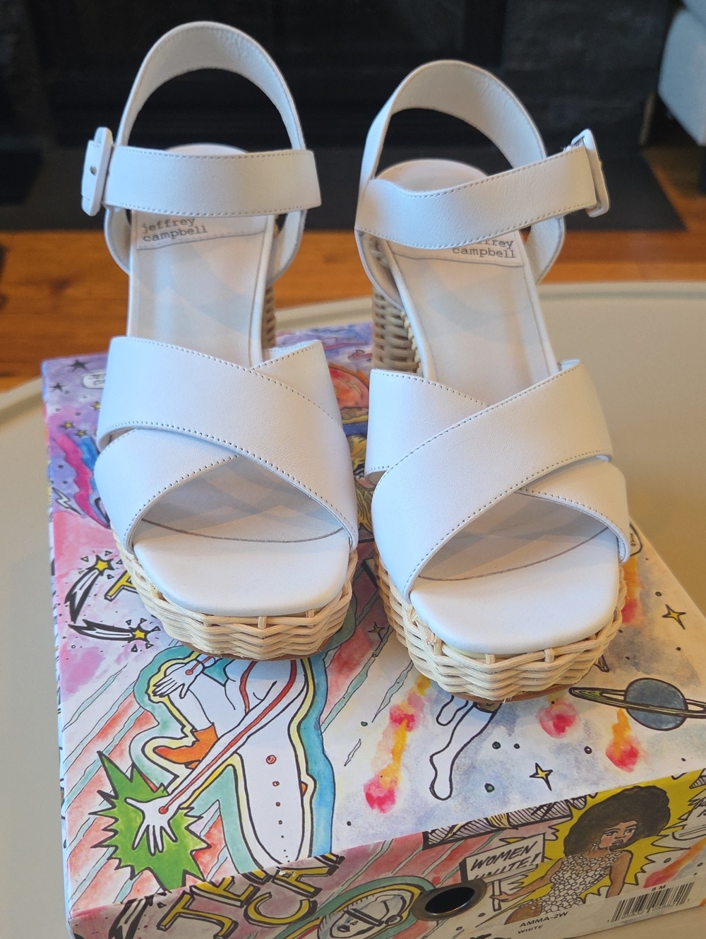 Jeffrey Campbell- White Woven Platform Heels